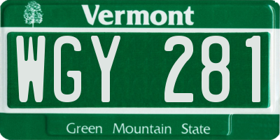 VT license plate WGY281