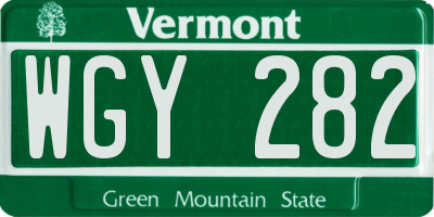 VT license plate WGY282