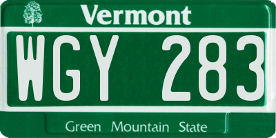 VT license plate WGY283