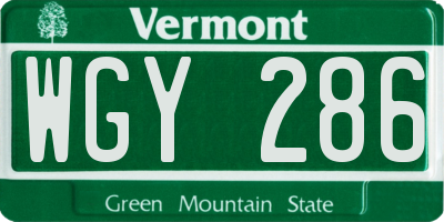 VT license plate WGY286