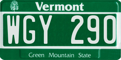 VT license plate WGY290