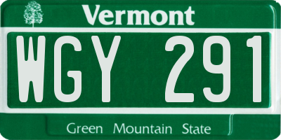 VT license plate WGY291