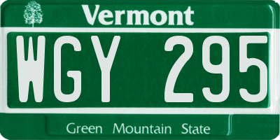 VT license plate WGY295