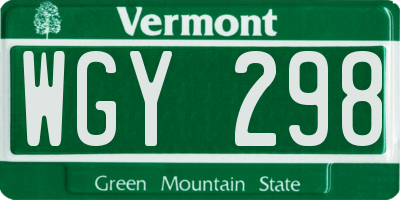 VT license plate WGY298