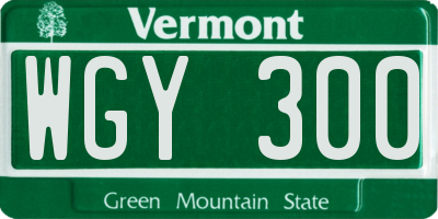 VT license plate WGY300