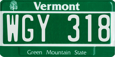VT license plate WGY318
