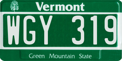 VT license plate WGY319