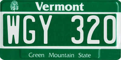 VT license plate WGY320