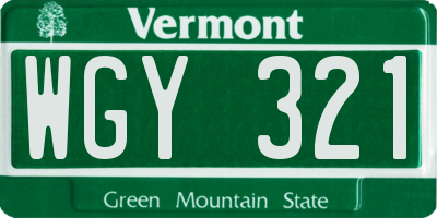 VT license plate WGY321