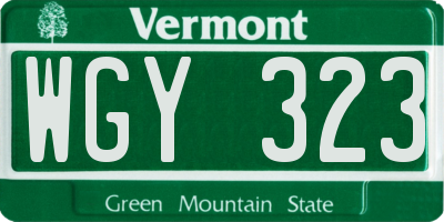 VT license plate WGY323