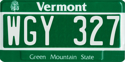VT license plate WGY327