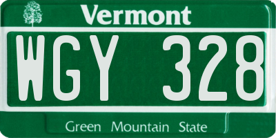 VT license plate WGY328