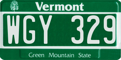 VT license plate WGY329