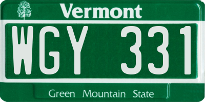 VT license plate WGY331