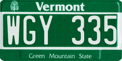 VT license plate WGY335