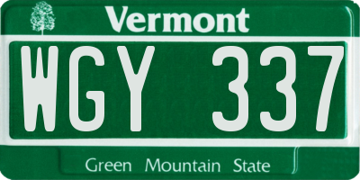VT license plate WGY337