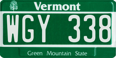 VT license plate WGY338