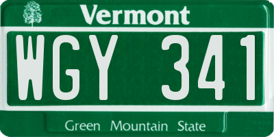 VT license plate WGY341