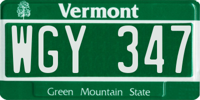 VT license plate WGY347