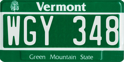 VT license plate WGY348
