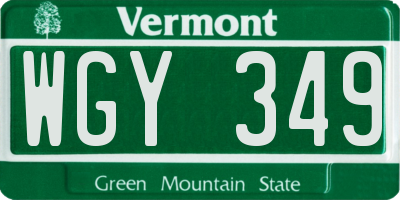 VT license plate WGY349