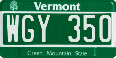 VT license plate WGY350