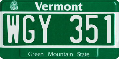 VT license plate WGY351