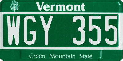 VT license plate WGY355