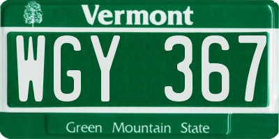 VT license plate WGY367