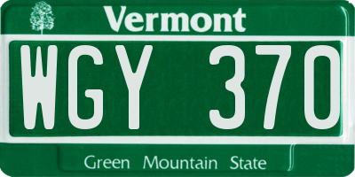 VT license plate WGY370