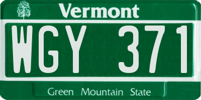 VT license plate WGY371