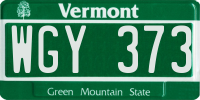 VT license plate WGY373