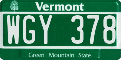 VT license plate WGY378