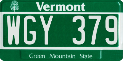 VT license plate WGY379