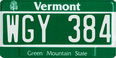 VT license plate WGY384