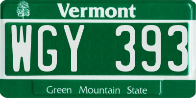VT license plate WGY393