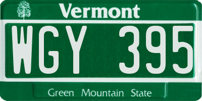 VT license plate WGY395