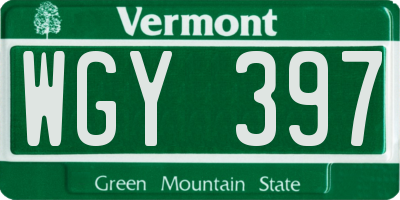 VT license plate WGY397