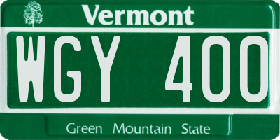 VT license plate WGY400