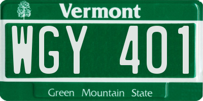 VT license plate WGY401