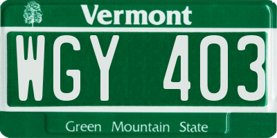 VT license plate WGY403