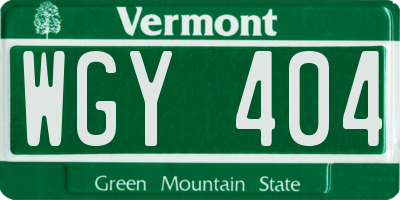 VT license plate WGY404