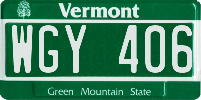 VT license plate WGY406