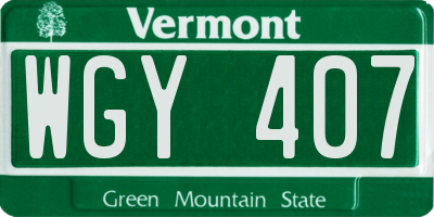 VT license plate WGY407