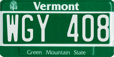 VT license plate WGY408