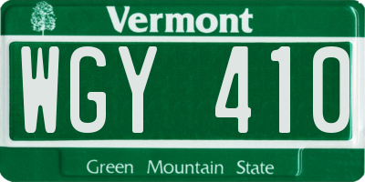 VT license plate WGY410