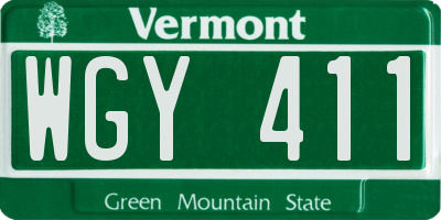 VT license plate WGY411
