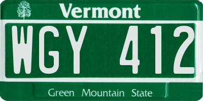 VT license plate WGY412