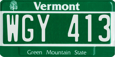 VT license plate WGY413