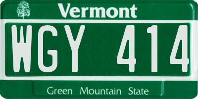 VT license plate WGY414